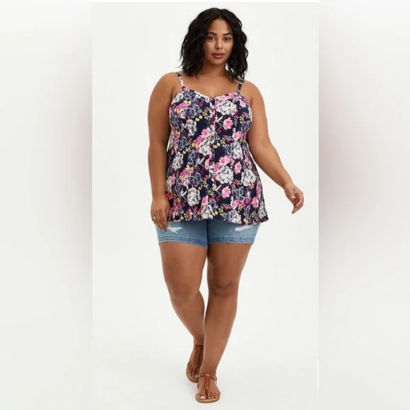 Torrid Fit & Flare Rayon Slub Button-Front Cami 5/5X/28 - Picture 2 of 8